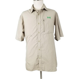 Under Armour Shirt Mens XL Tan Short Sleeve HeatGear Performance Outdoor Fishing